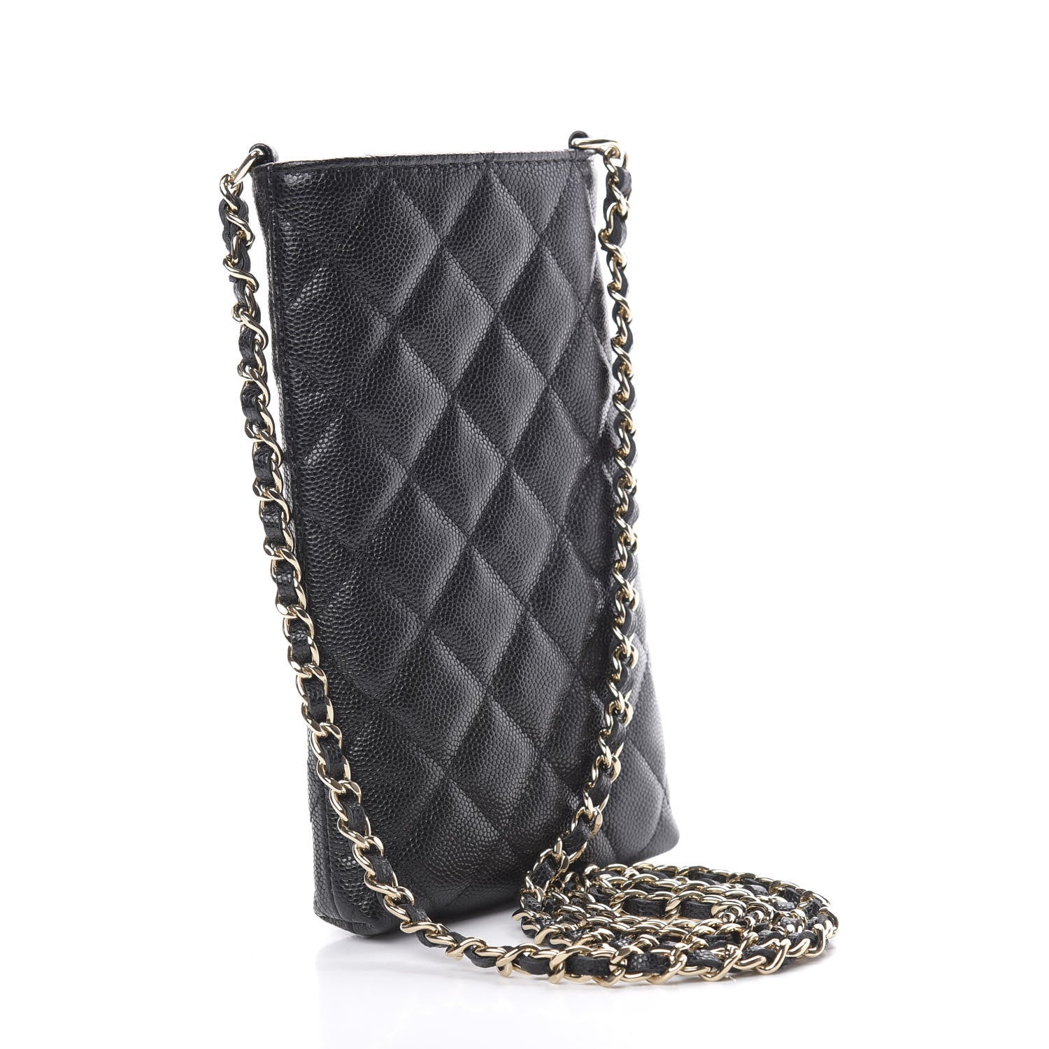 Chanel Caviar Quilted French New Wave Phone Holder With Chain Black 3 of 12