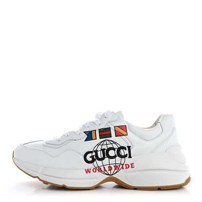 Gucci Apollo Calfskin Worldwide Mens Rhyton Sneakers 9 Great White 1 of 11