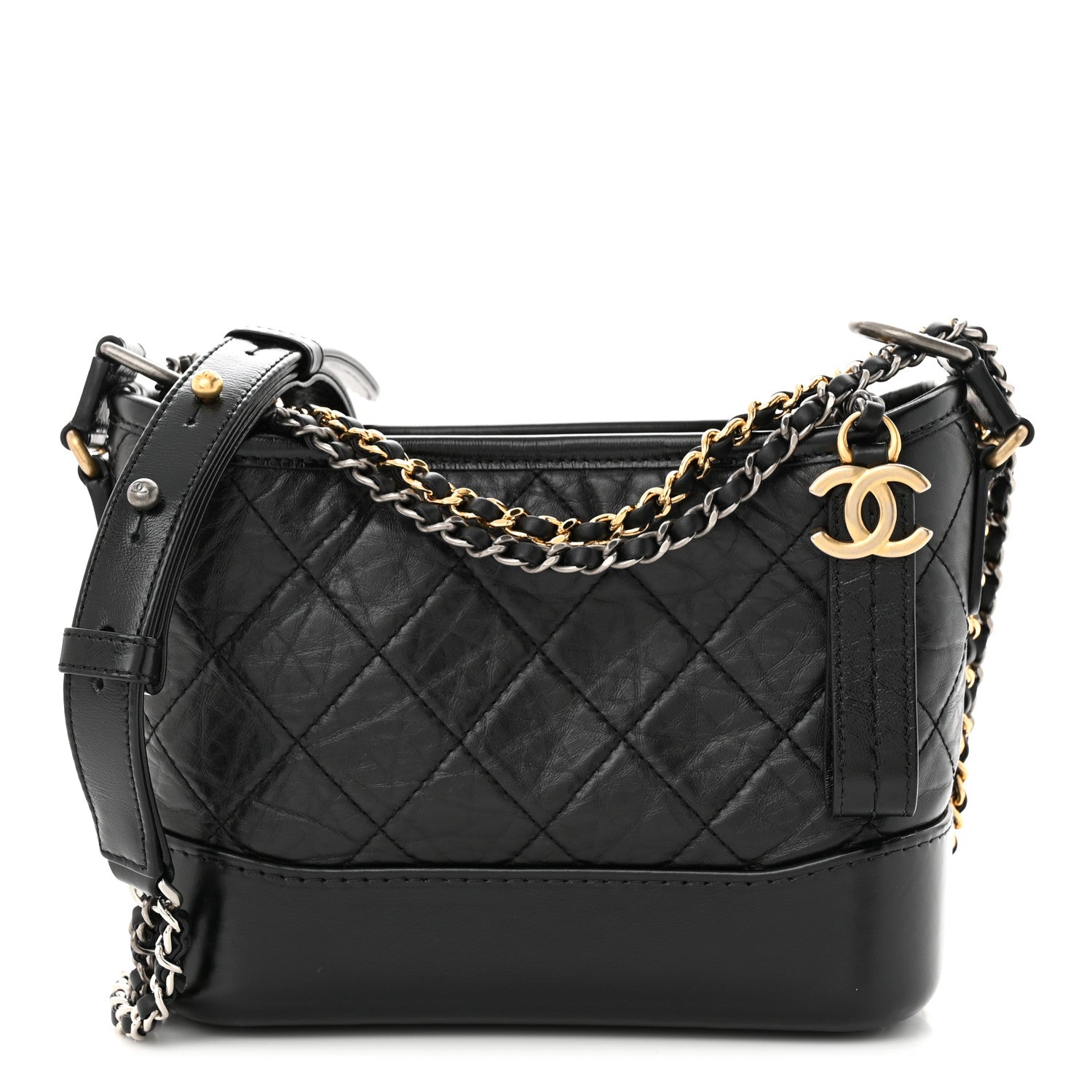 Chanel Aged Calfskin Quilted Small Gabrielle Hobo Black 1 of 11