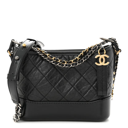 Chanel Aged Calfskin Quilted Small Gabrielle Hobo Black 1 of 11