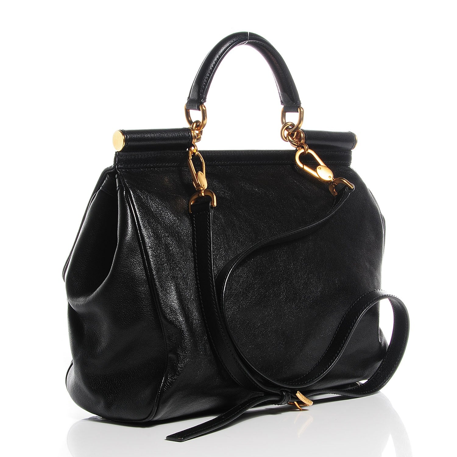 Dolce & Gabbana Deerskin Large Miss Sicily Satchel Black 3 of 9