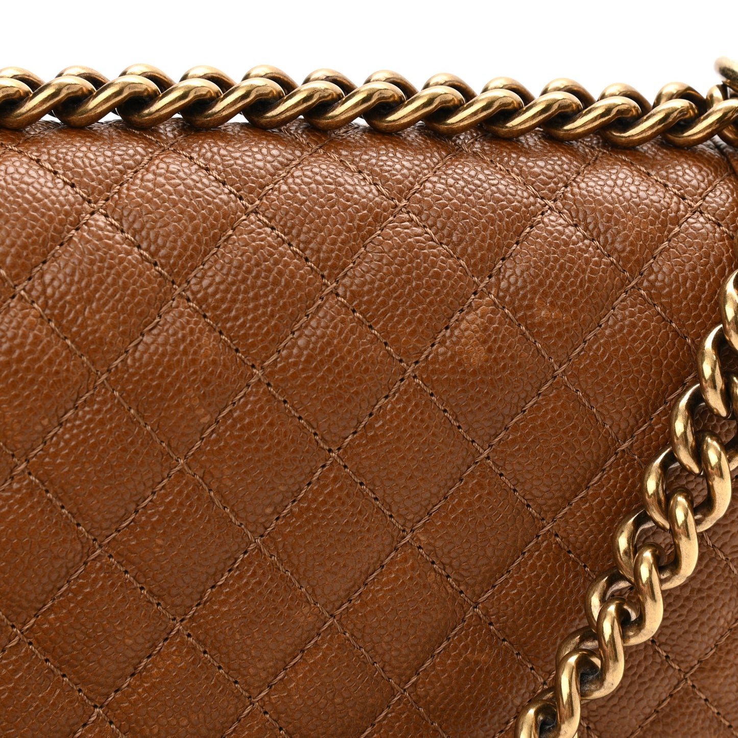 Caviar Quilted Medium Boy Flap Light Brown