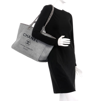 Chanel Woven Straw Raffia Large Deauville Tote Grey 2 of 7