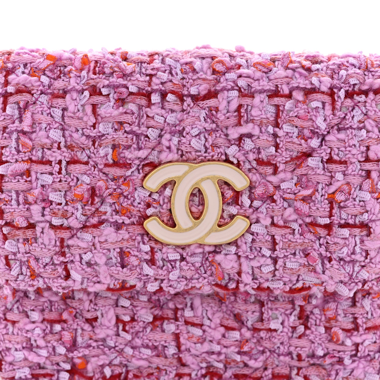 Chanel Tweed Enamel Quilted Pending CC Flap Belt Bag Pink Purple 9 of 12