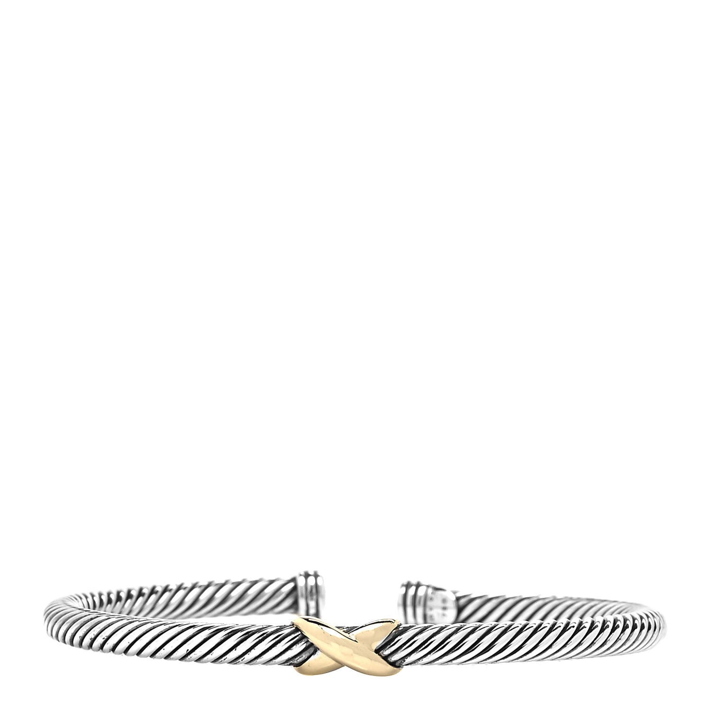Sterling Silver 18K Yellow Gold 4mm X Station Cable Bracelet
