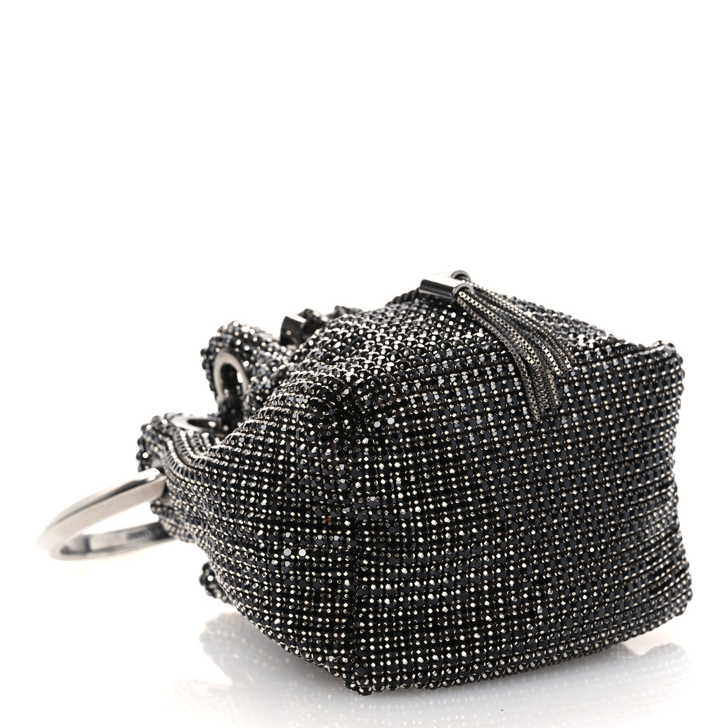 Mesh Crystal Bon Bon Bag Black