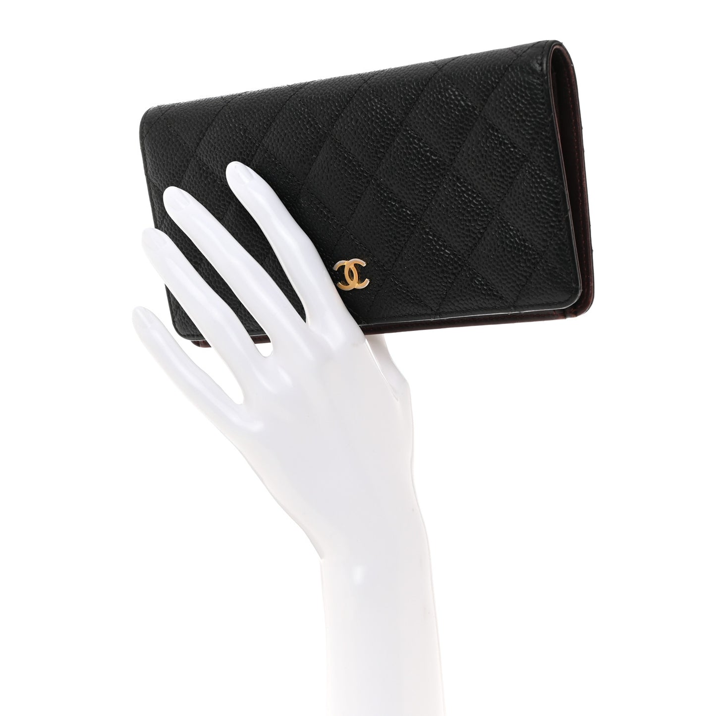 Caviar Quilted Yen Wallet Black