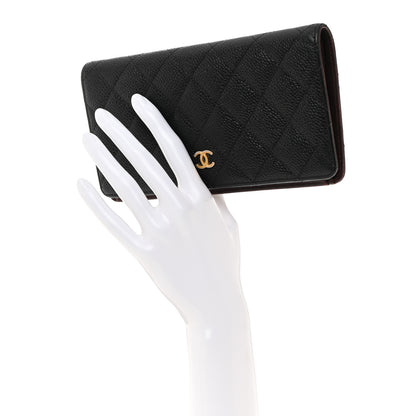 Chanel Caviar Quilted Yen Wallet Black 2 of 12
