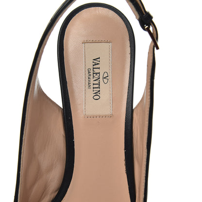 Valentino Garavani Nappa Quilted Rockstud Spike Slingback Low Heel Pumps 39 Black 6 of 9