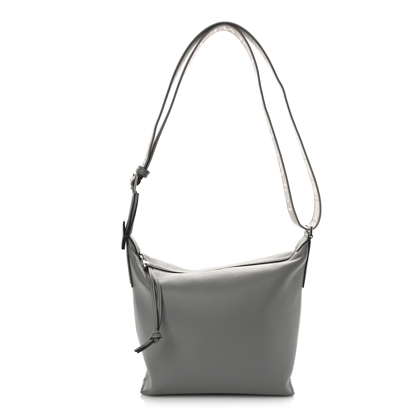 Supple Smooth Calfskin Jacquard Cubi Crossbody Bag Asphalt Grey