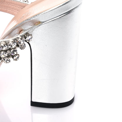 Gucci Nappa Silk Crystal Bertie High Heel Sandals 36.5 Argento 12 of 15