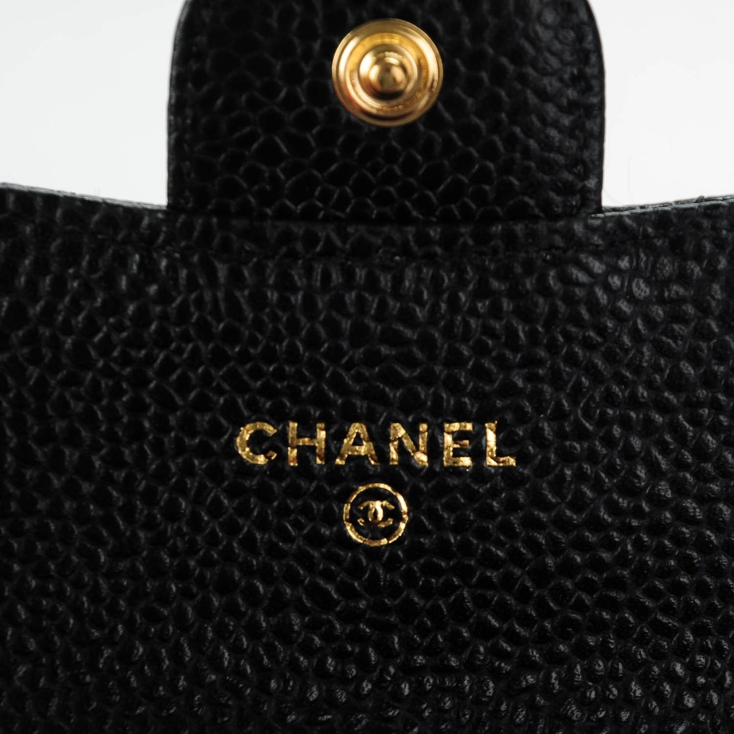 Caviar Quilted Flap Card Holder Black