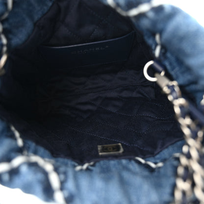 Chanel Denim Stitched Quilted Mini Chanel 22 Blue 6 of 12