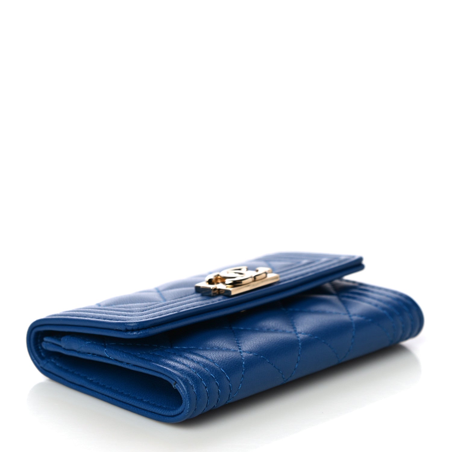 Chanel Lambskin Quilted Boy Flap Card Holder Blue 4 of 13