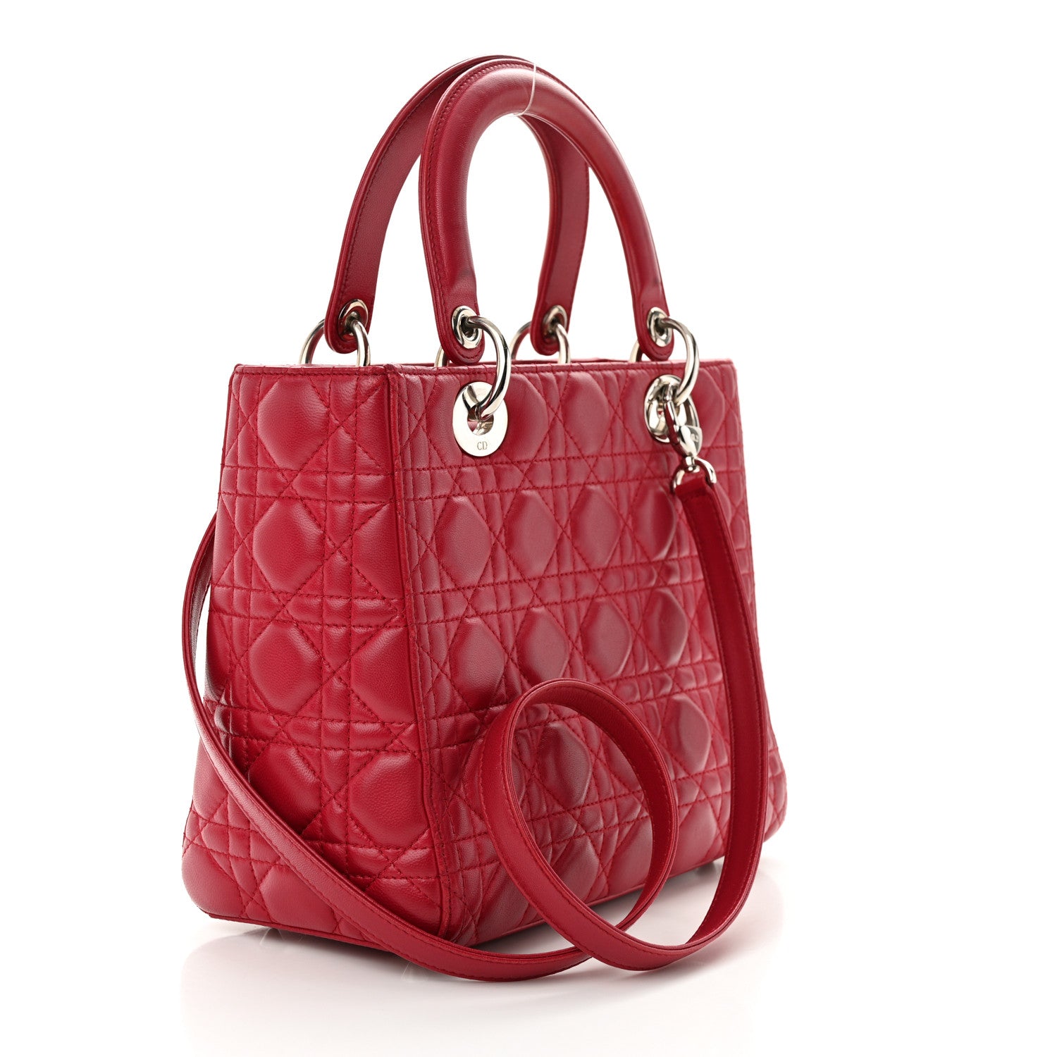 Christian Dior Lambskin Cannage Medium Lady Dior Dark Pink 3 of 16