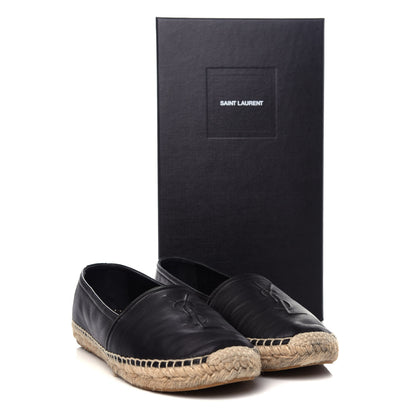 Saint Laurent Lambskin Monogram Espadrilles 38.5 Black 11 of 11