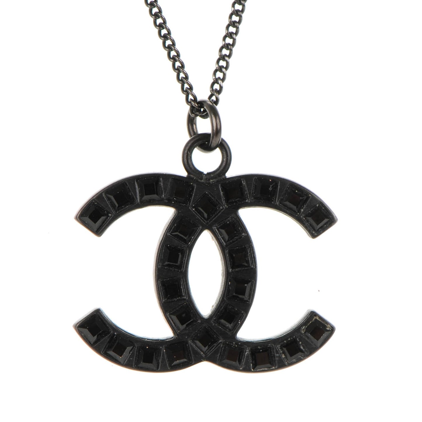 Ruthenium Baguette Crystal CC Necklace Black