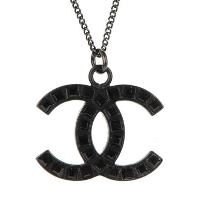 Chanel Ruthenium Baguette Crystal CC Necklace Black 3 of 4