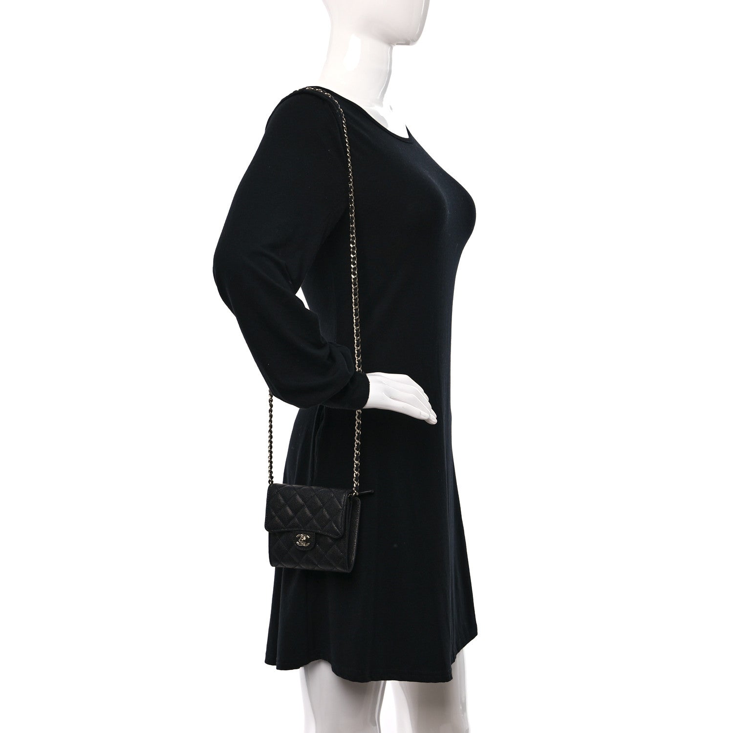 Chanel Caviar Quilted Clutch With Chain Bag Black 2 of 12