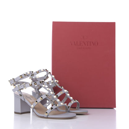 Valentino Garavani Calfskin Rockstud 60mm City Sandals 35 Pastel Grey 9 of 9