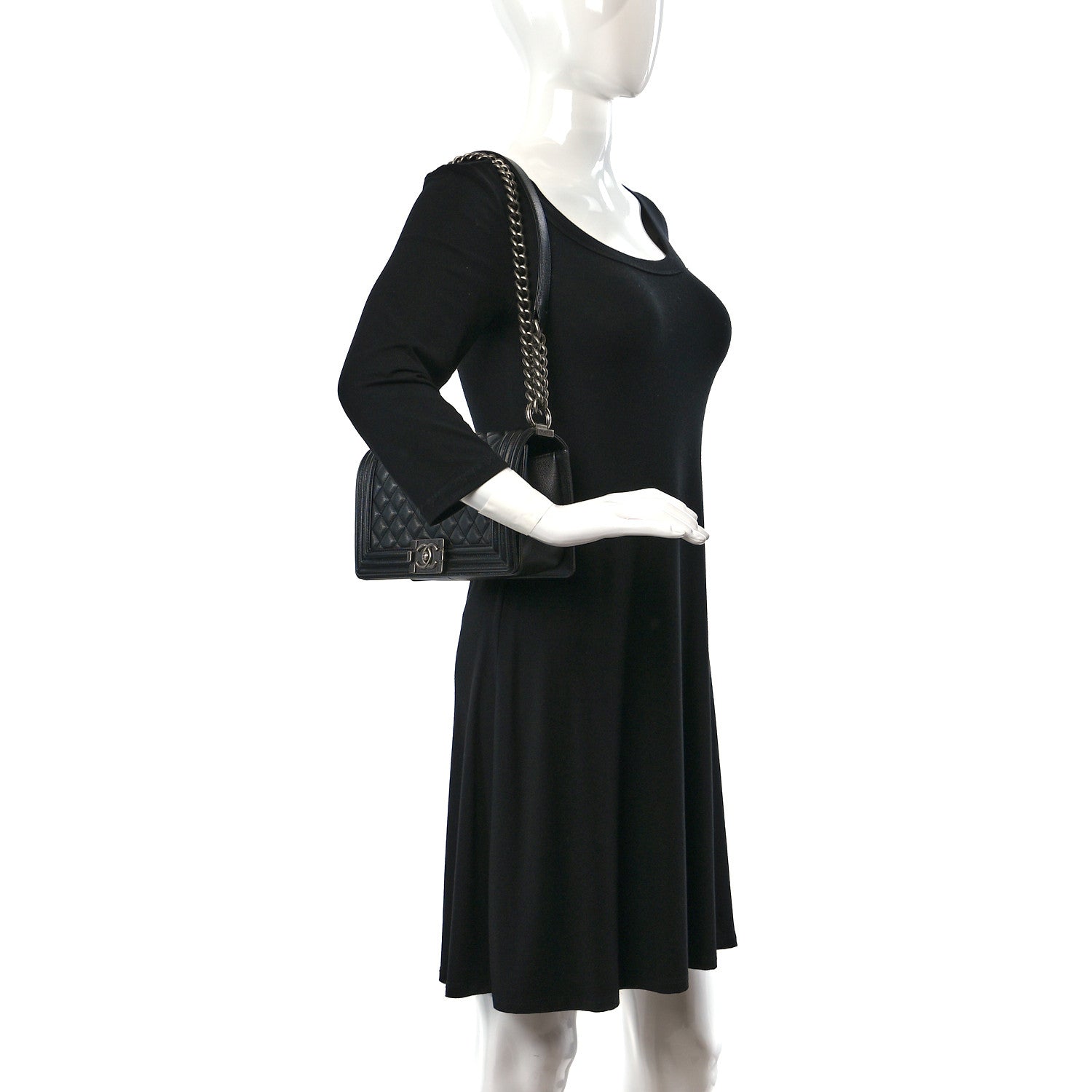 Chanel Caviar Quilted Medium Boy Flap Black 2 of 10