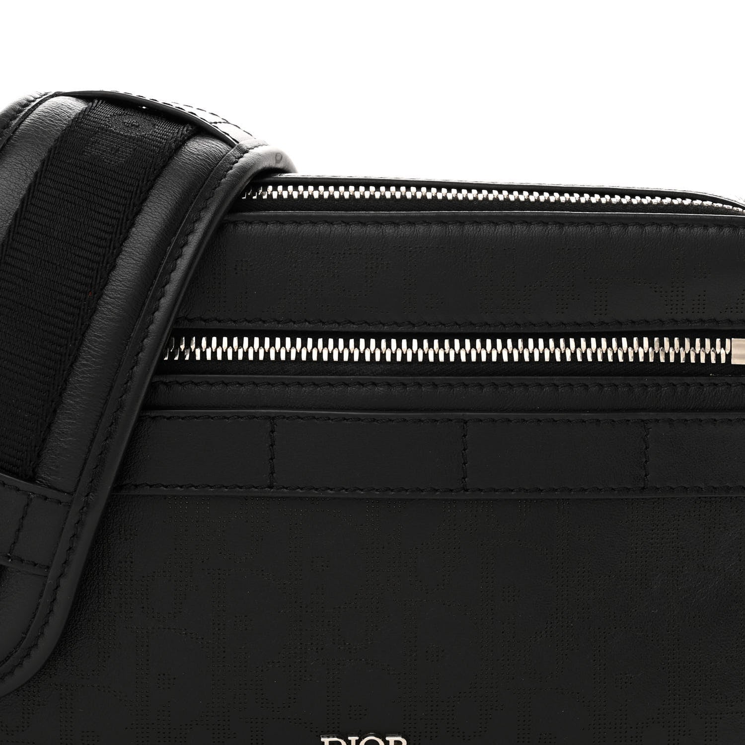 Christian Dior Calfskin Perforated Oblique Galaxy Safari Messenger Bag Black 8 of 12