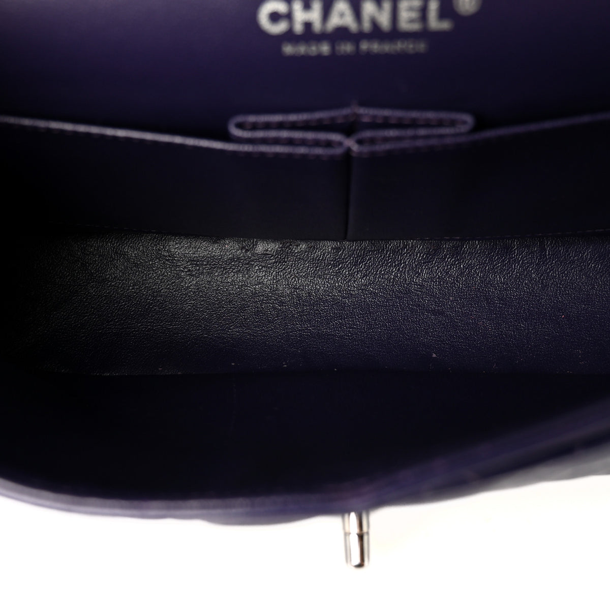 Lambskin Quilted Medium Double Flap Dark Purple