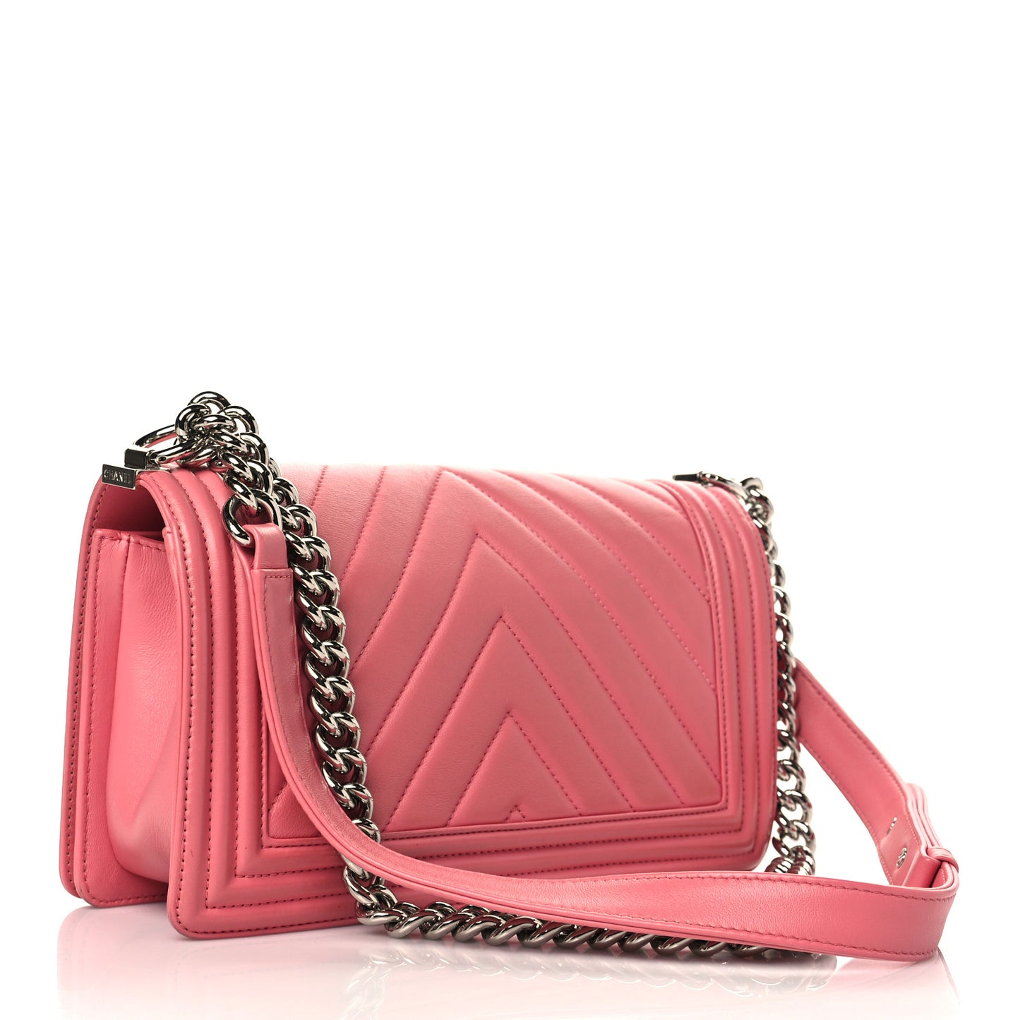 Lambskin Chevron Quilted Medium Boy Flap Pink