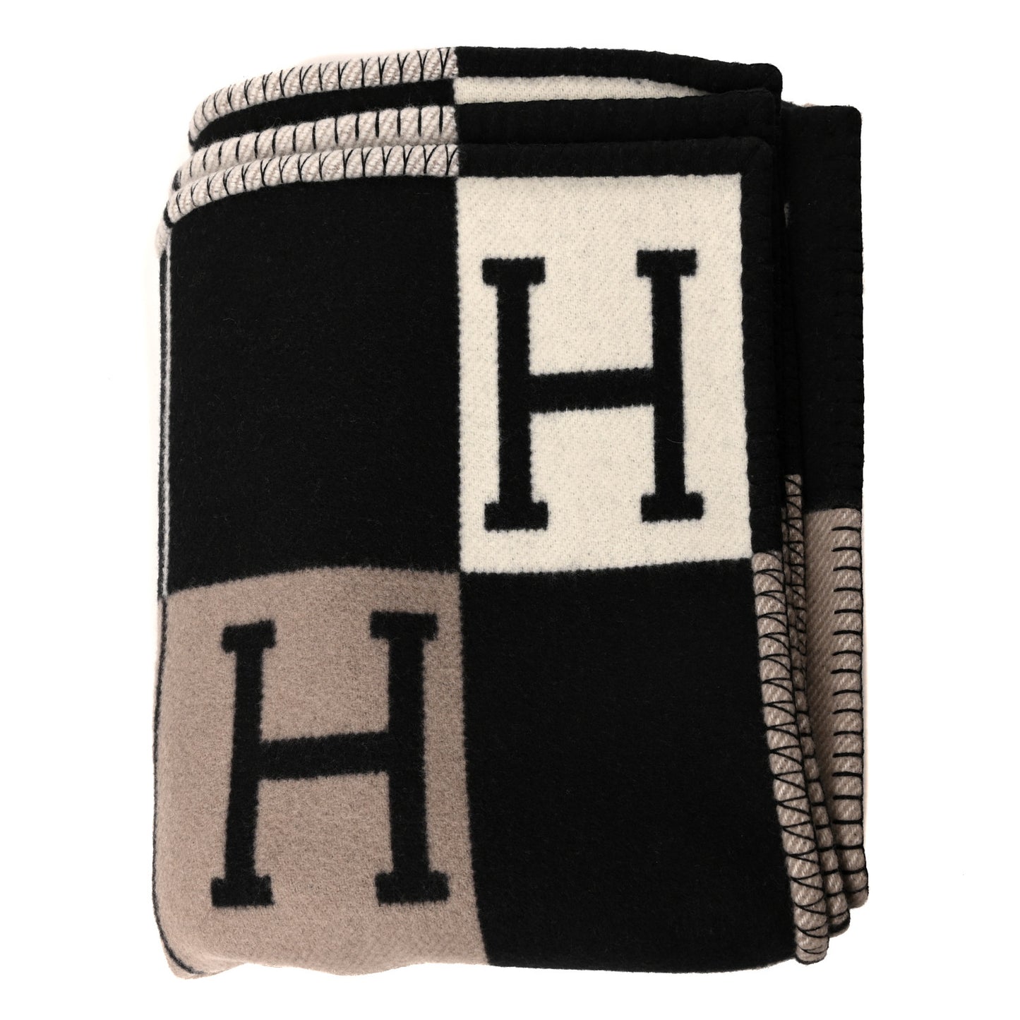 Wool Cashmere Avalon Blanket Ecru Gris Fonce