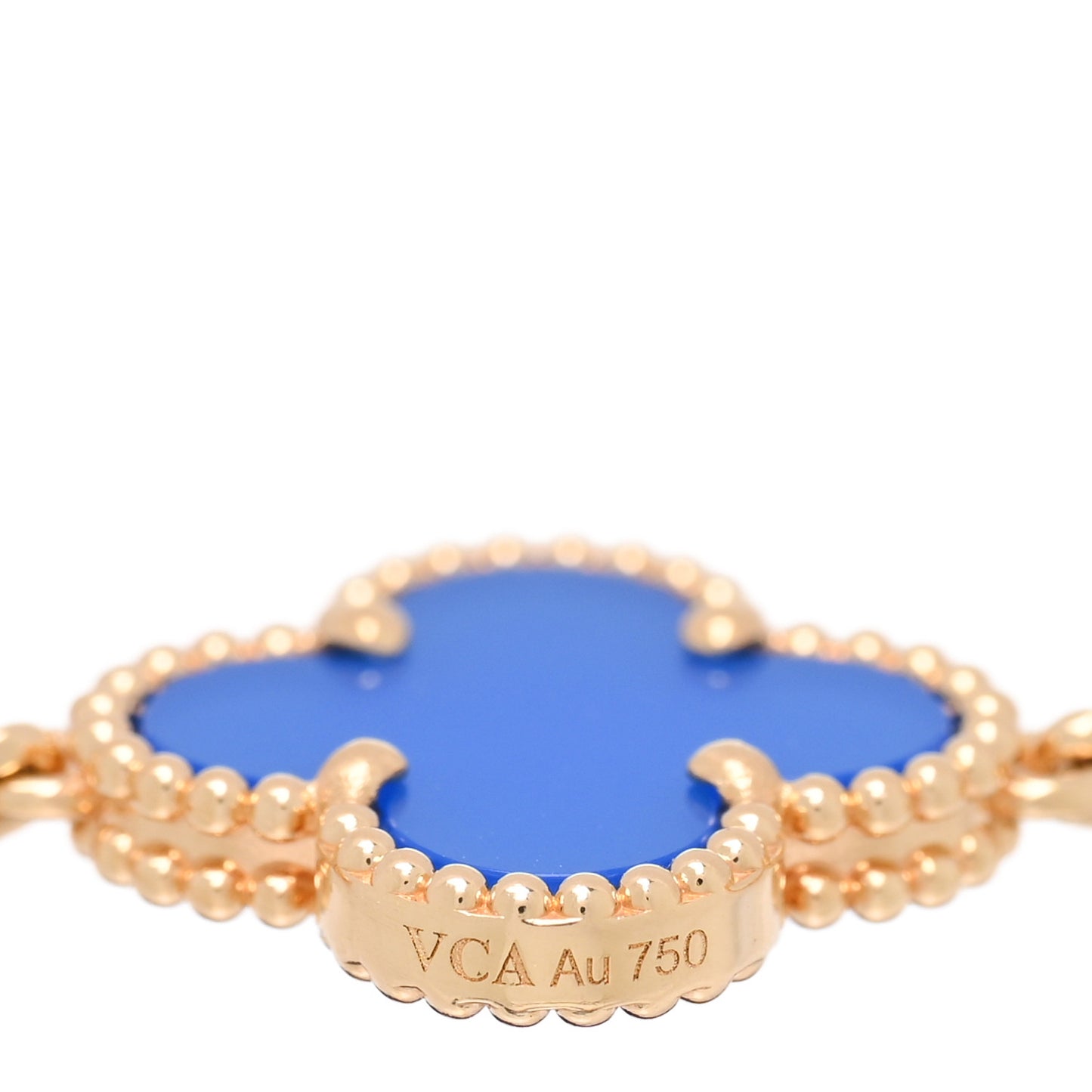 18K Yellow Gold Blue Agate 5 Motifs Vintage Alhambra Bracelet