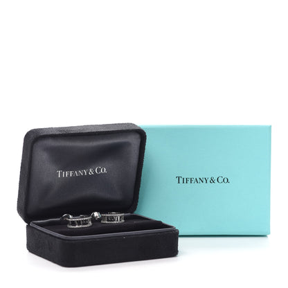 Tiffany 18K White Gold Diamond Atlas Open Hoop Earrings 5 of 5