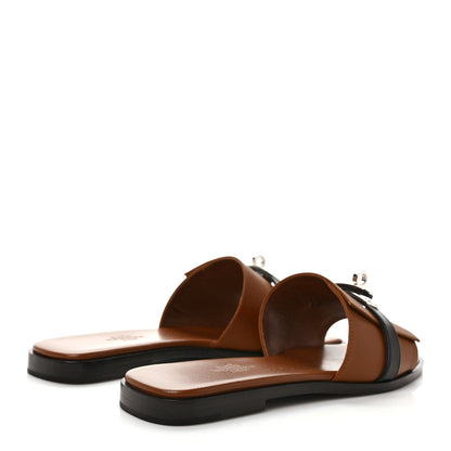Hermes Calfskin Giulia Sandals 36 Naturel Black 4 of 9
