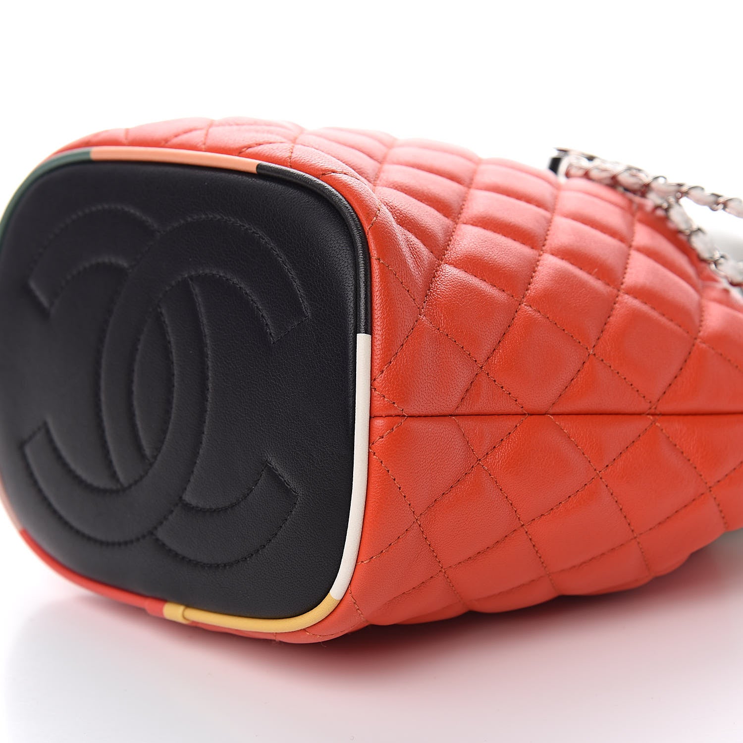 Chanel Lambskin Quilted Cuba Drawstring Tote Red White Blue 10 of 12