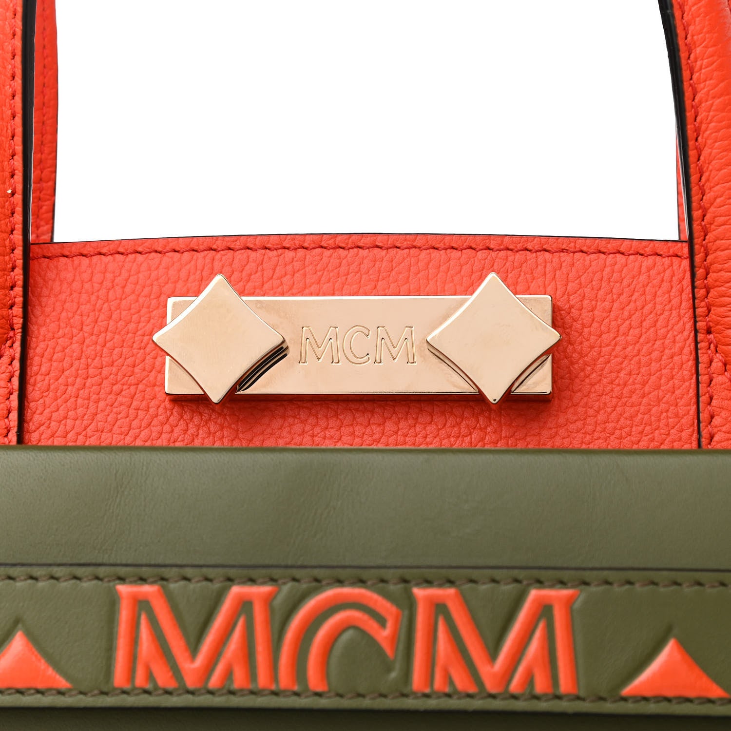 MCM Calfskin Medium Milano Tote Tangerine Tango Winter Mos 10 of 10