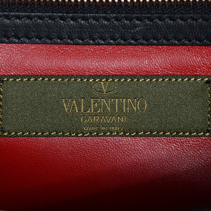 Valentino Garavani Nappa Canvas Camouflage Medium Glam Lock Rockstud Flap Red 7 of 8