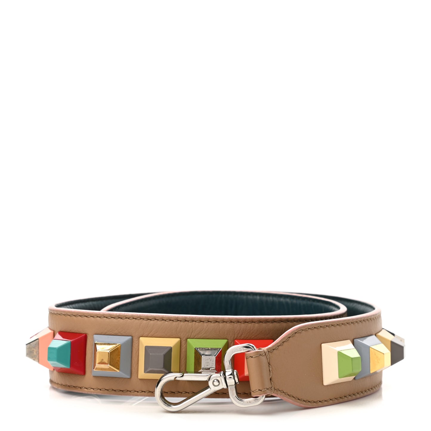 Vitello Dolce Plexiglass Bi-Color Studded Strap You Cuoio Oceano Multicolor