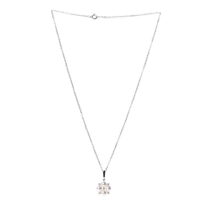 Mikimoto 18K White Gold Diamond Akoya Pearl 5.5mm Cluster Pendant Necklace 3 of 4