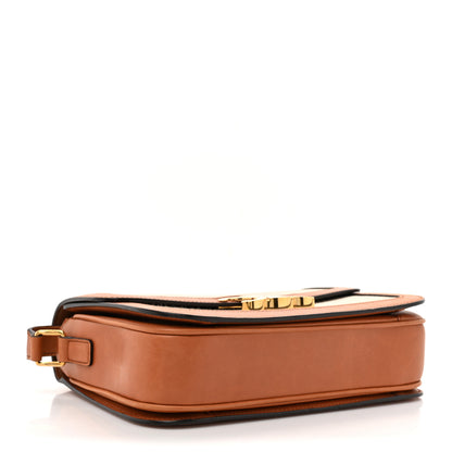 Celine Canvas Calfskin Medium Classique Triomphe Bag White Tan 4 of 18