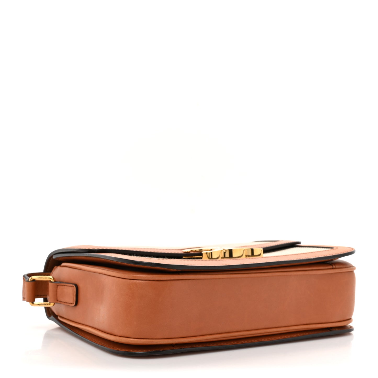 Canvas Calfskin Medium Classique Triomphe Bag White Tan