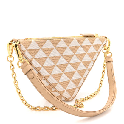 Prada Jacquard Triangolo Symbole Embroidered Mini Triangle Bag Corda Talco 3 of 10