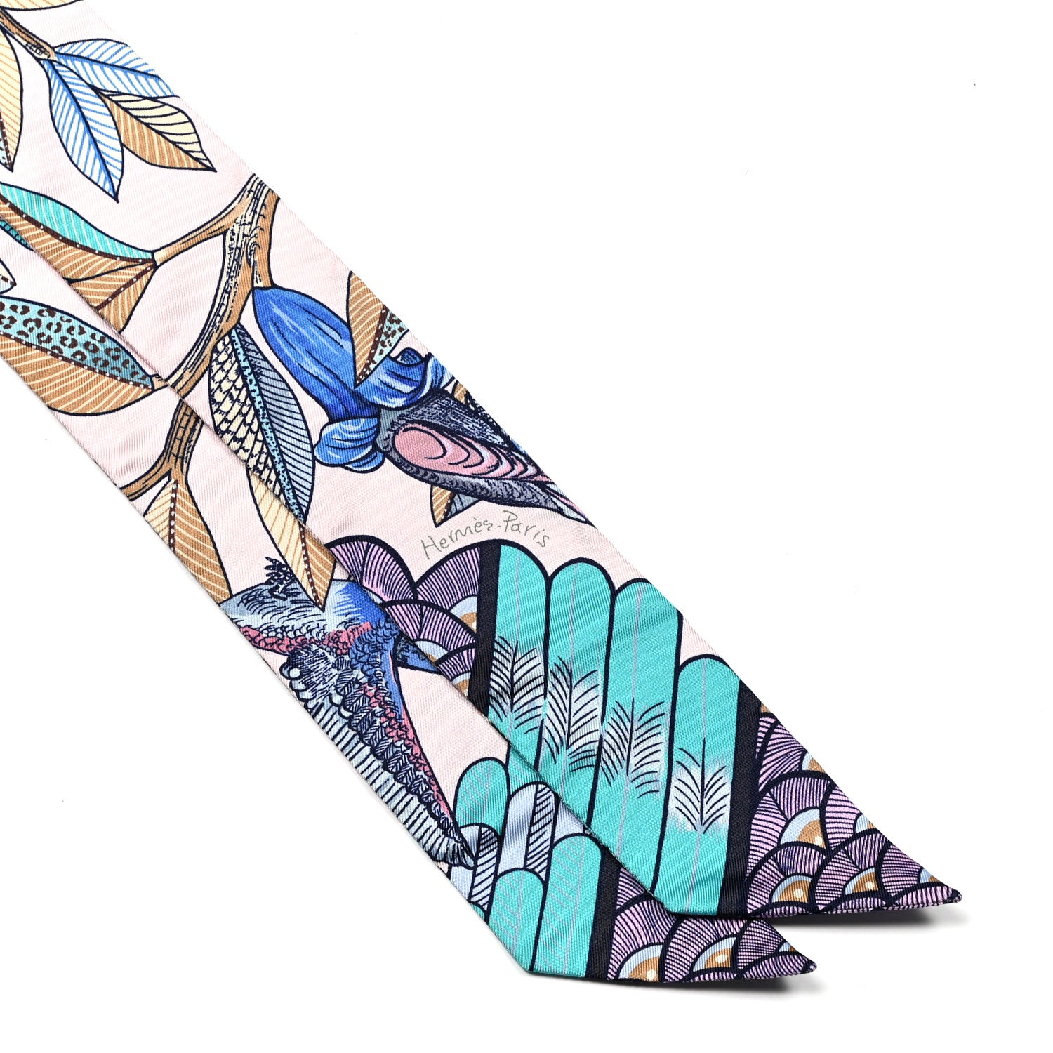 Hermes Silk Tree Of Song Twilly Rose Pale Turquoise 2 of 4