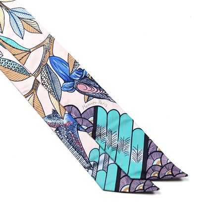 Hermes Silk Tree Of Song Twilly Rose Pale Turquoise 2 of 4