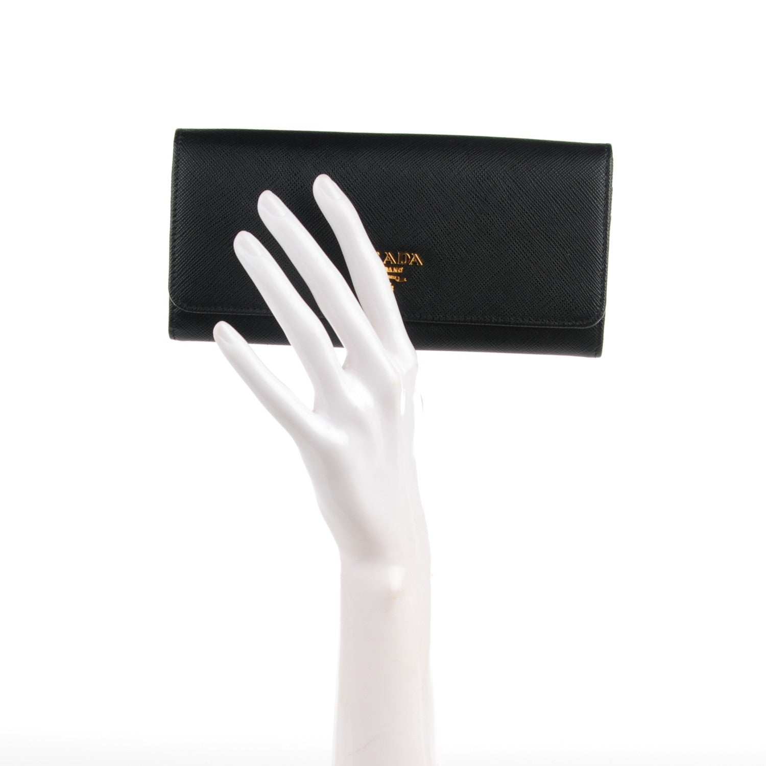 Prada Saffiano Metal Continental Flap Wallet Nero Black 2 of 7