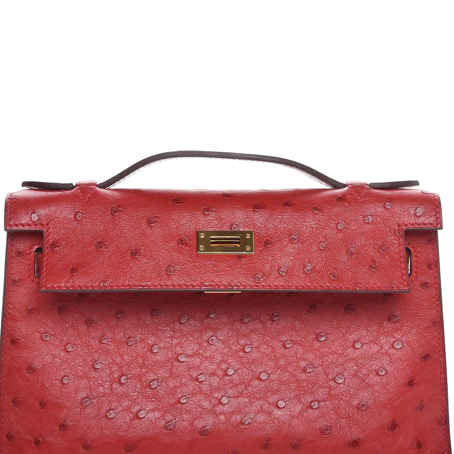 Hermes Ostrich Kelly Pochette Rouge Vif 17 of 35