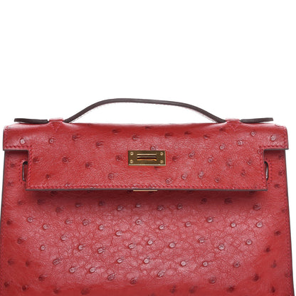Hermes Ostrich Kelly Pochette Rouge Vif 17 of 35