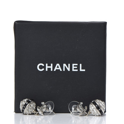Chanel Crystal CC Drop Earrings Black Silver 5 of 5