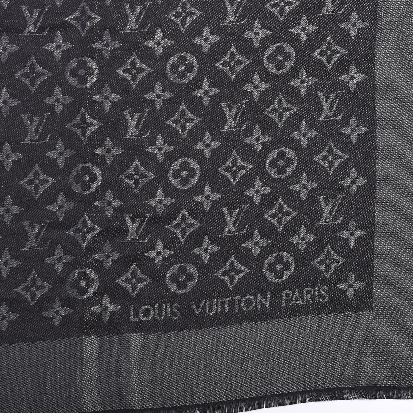 Silk Lurex Wool Monogram Shine Shawl Black