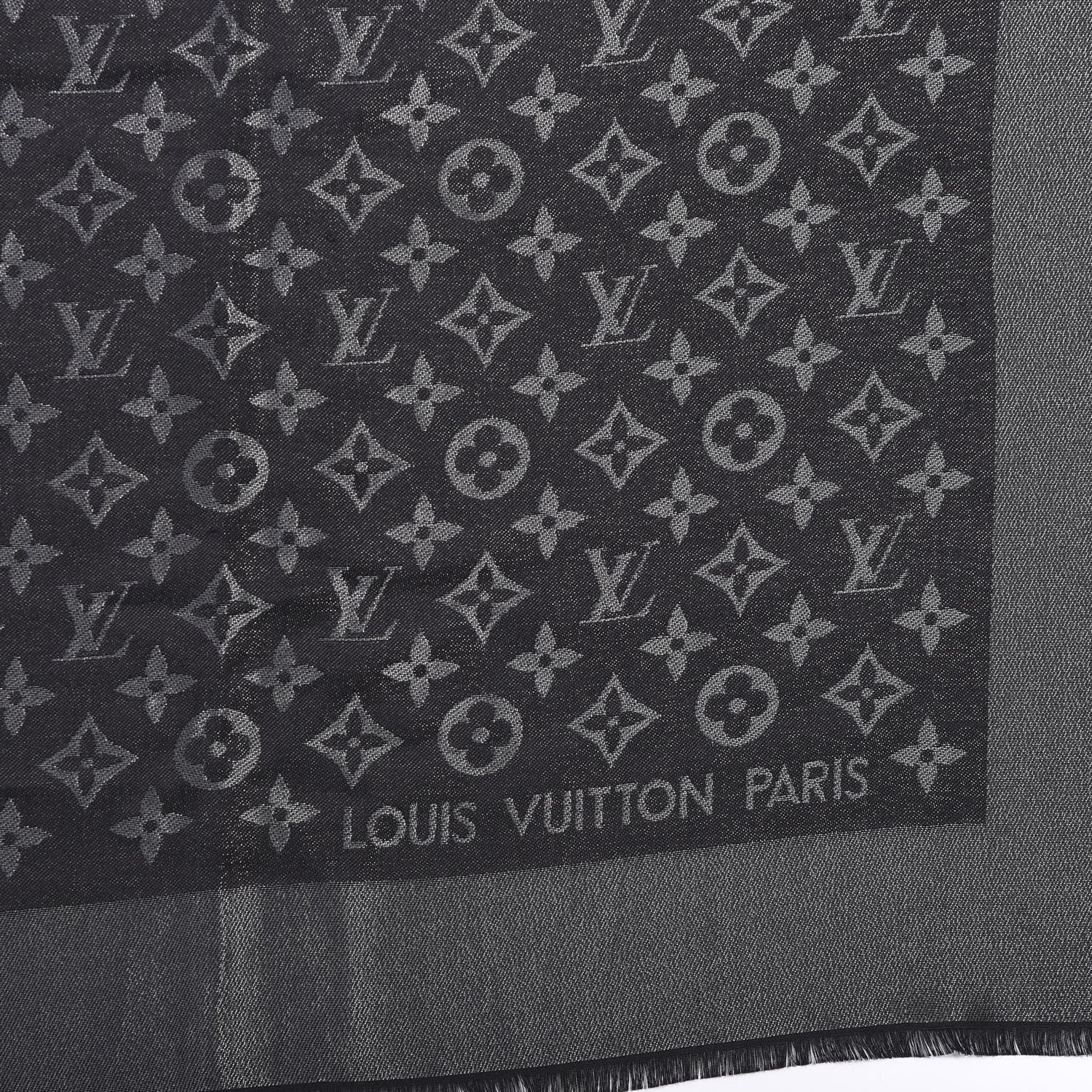 Louis Vuitton Silk Lurex Wool Monogram Shine Shawl Black 2 of 4