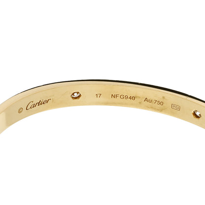 Cartier 18K Yellow Gold 4 Diamond LOVE Bracelet 17 7 of 9