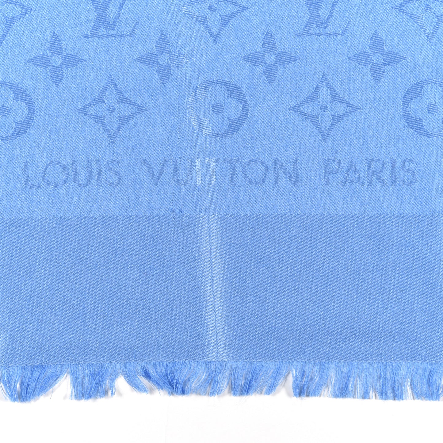 Wool Silk Monogram Shawl Bleuet